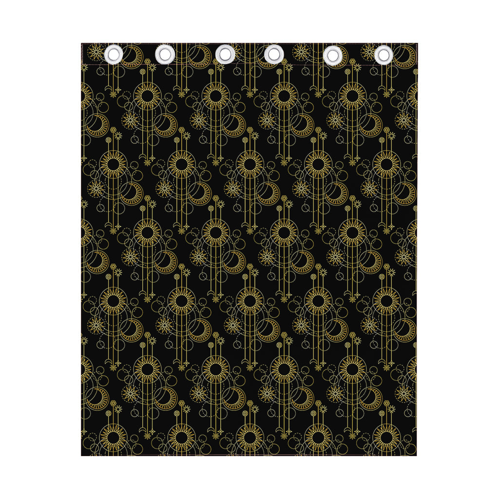 Gold Sun And Moon Pattern Print Curtain