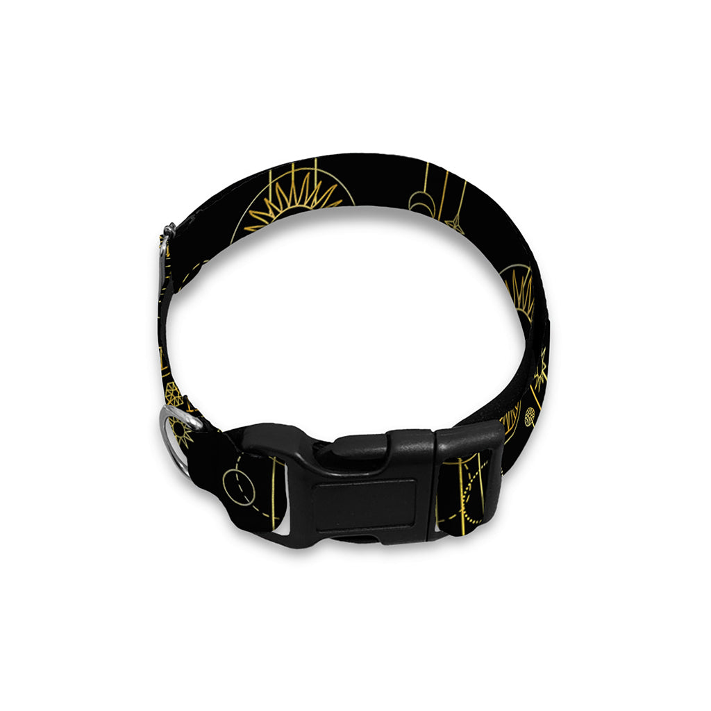 Gold Sun And Moon Pattern Print Dog Collar