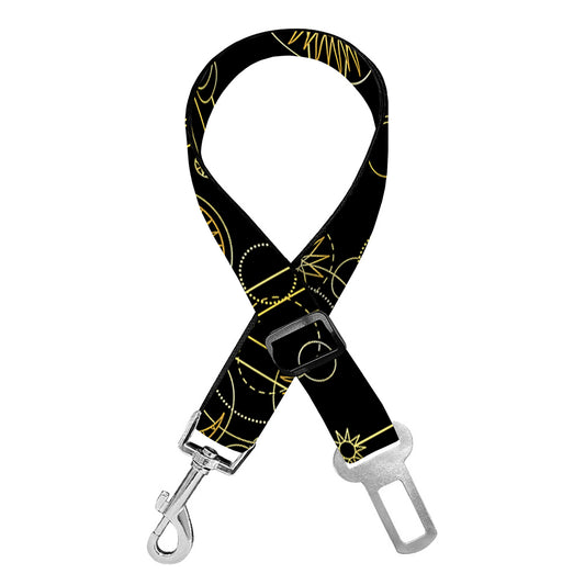 Gold Sun And Moon Pattern Print Dog Seat Belt