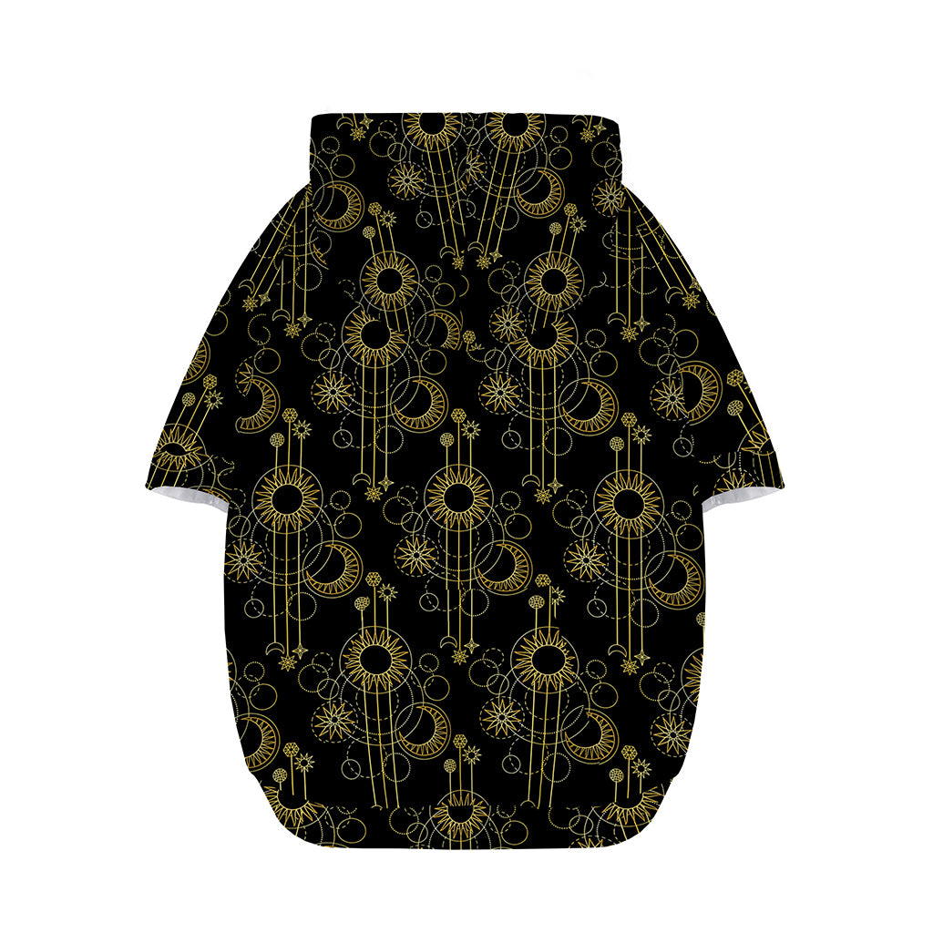 Gold Sun And Moon Pattern Print Dog Zip Up Hoodie