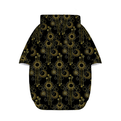 Gold Sun And Moon Pattern Print Dog Zip Up Hoodie