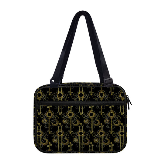 Gold Sun And Moon Pattern Print Double Strap Bible Bag