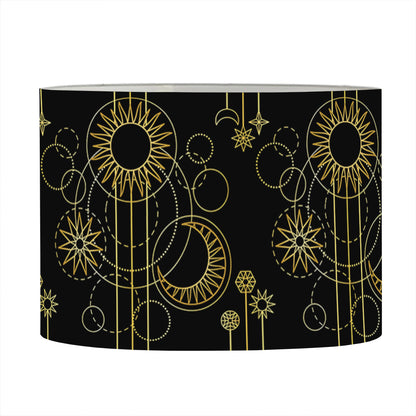 Gold Sun And Moon Pattern Print Drum Lamp Shade