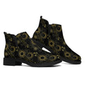 Gold Sun And Moon Pattern Print Flat Ankle Boots