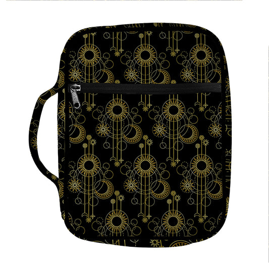 Gold Sun And Moon Pattern Print Front Pocket Bible Bag