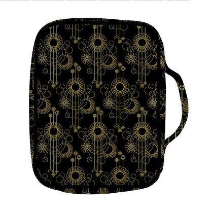 Gold Sun And Moon Pattern Print Front Pocket Bible Bag