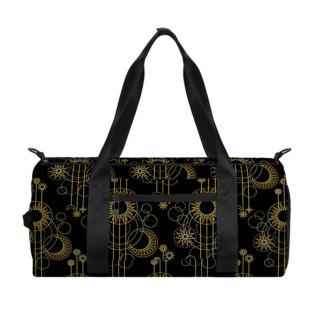 Gold Sun And Moon Pattern Print Gym Bag