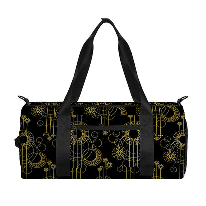 Gold Sun And Moon Pattern Print Gym Bag