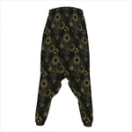 Gold Sun And Moon Pattern Print Hammer Pants