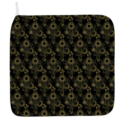 Gold Sun And Moon Pattern Print Hand Towel
