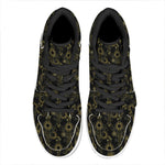Gold Sun And Moon Pattern Print High Top Leather Sneakers