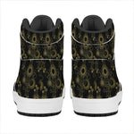 Gold Sun And Moon Pattern Print High Top Leather Sneakers