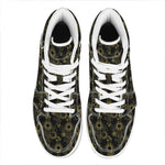 Gold Sun And Moon Pattern Print High Top Leather Sneakers