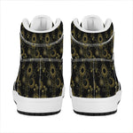 Gold Sun And Moon Pattern Print High Top Leather Sneakers