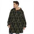 Gold Sun And Moon Pattern Print Hoodie Blanket