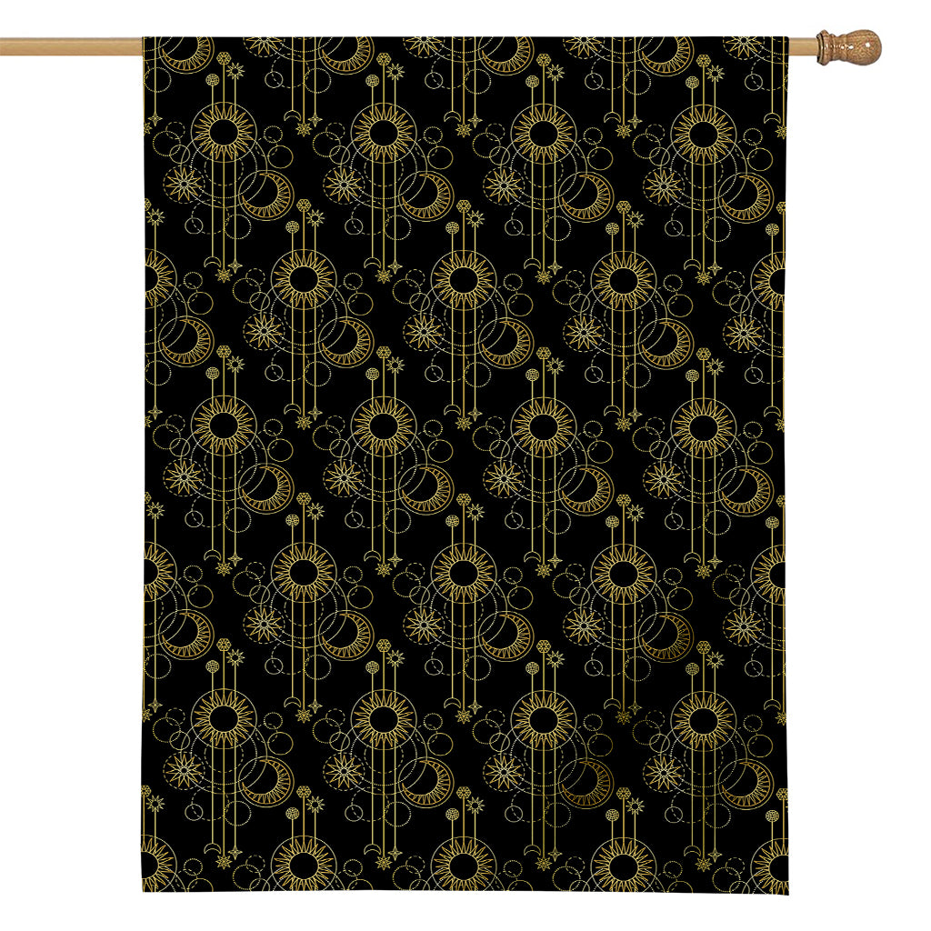 Gold Sun And Moon Pattern Print House Flag