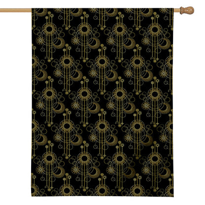 Gold Sun And Moon Pattern Print House Flag