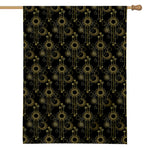 Gold Sun And Moon Pattern Print House Flag