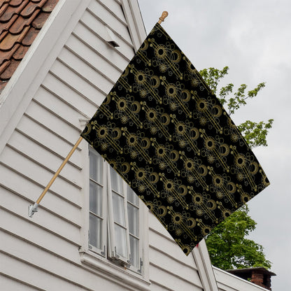 Gold Sun And Moon Pattern Print House Flag