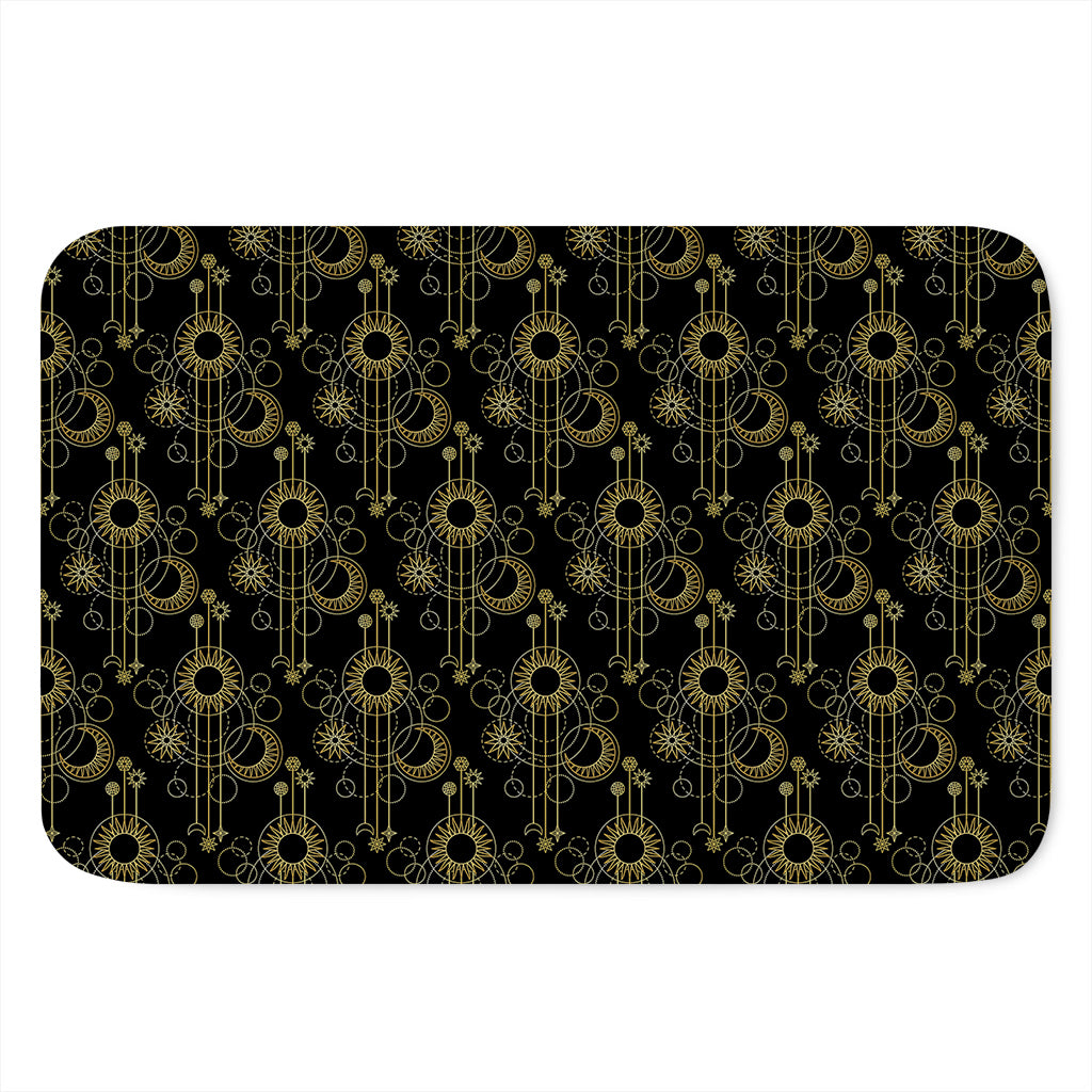 Gold Sun And Moon Pattern Print Indoor Door Mat