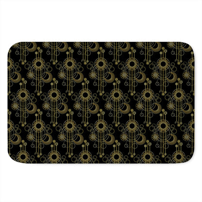 Gold Sun And Moon Pattern Print Indoor Door Mat