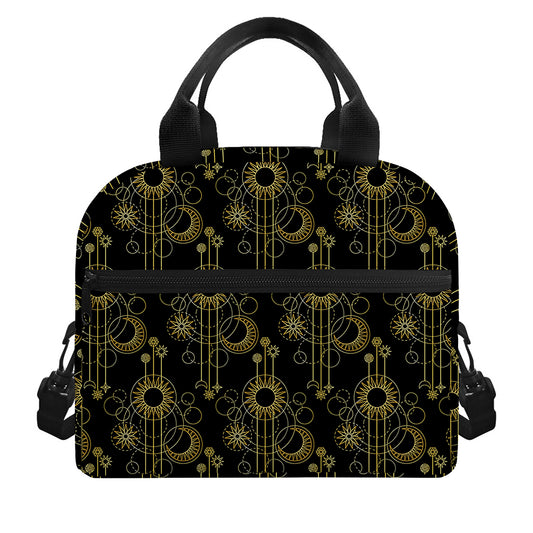 Gold Sun And Moon Pattern Print Insulated Lunch Bag