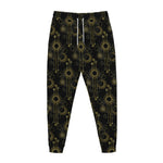 Gold Sun And Moon Pattern Print Jogger Pants