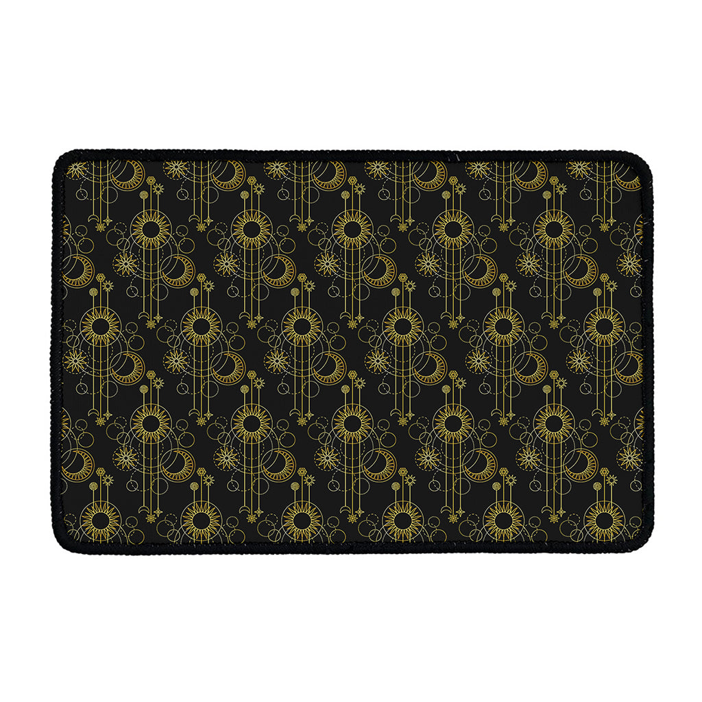 Gold Sun And Moon Pattern Print Kitchen Mat