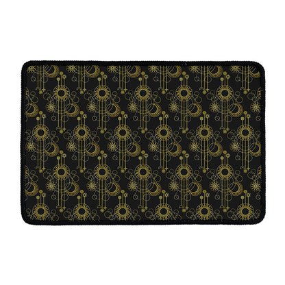 Gold Sun And Moon Pattern Print Kitchen Mat