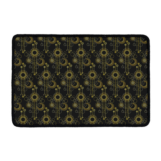 Gold Sun And Moon Pattern Print Kitchen Mat