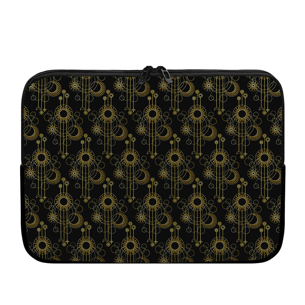 Gold Sun And Moon Pattern Print Laptop Sleeve