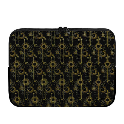 Gold Sun And Moon Pattern Print Laptop Sleeve