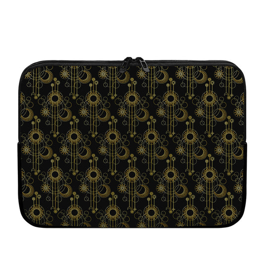 Gold Sun And Moon Pattern Print Laptop Sleeve