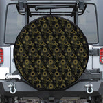 Gold Sun And Moon Pattern Print Leather Spare Tire Cover