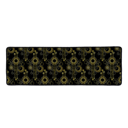Gold Sun And Moon Pattern Print Long Kitchen Mat