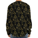 Gold Sun And Moon Pattern Print Long Sleeve Baseball Jersey