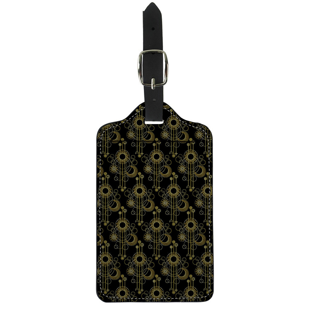 Gold Sun And Moon Pattern Print Luggage Tag