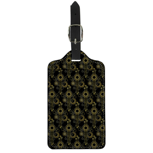 Gold Sun And Moon Pattern Print Luggage Tag