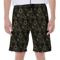 Gold Sun And Moon Pattern Print Men's Beach Shorts