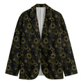 Gold Sun And Moon Pattern Print Men's Blazer