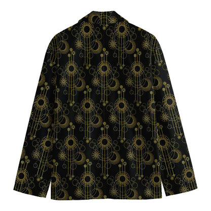 Gold Sun And Moon Pattern Print Men's Blazer