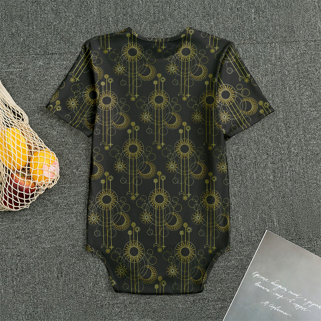 Gold Sun And Moon Pattern Print Men's Bodysuit