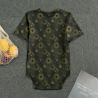Gold Sun And Moon Pattern Print Men's Bodysuit