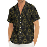 Gold Sun And Moon Pattern Print Men's Deep V-Neck Shirt