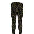 Gold Sun And Moon Pattern Print Men's Leggings