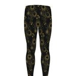 Gold Sun And Moon Pattern Print Men's leggings