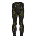 Gold Sun And Moon Pattern Print Men's leggings