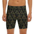 Gold Sun And Moon Pattern Print Men's Long Boxer Briefs