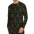 Gold Sun And Moon Pattern Print Men's Long Sleeve Rash Guard
