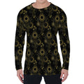 Gold Sun And Moon Pattern Print Men's Long Sleeve T-Shirt